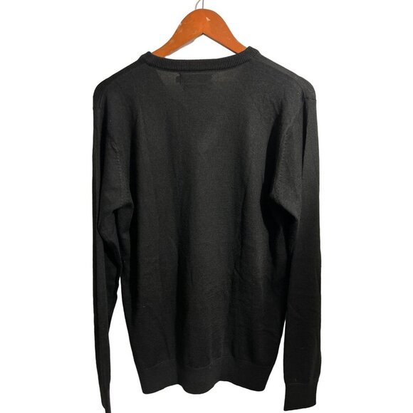 Allen Solly Knitted V-Neck Sweater Wool Blend Pullover in Black Long Sleeve Size - Picture 7 of 9